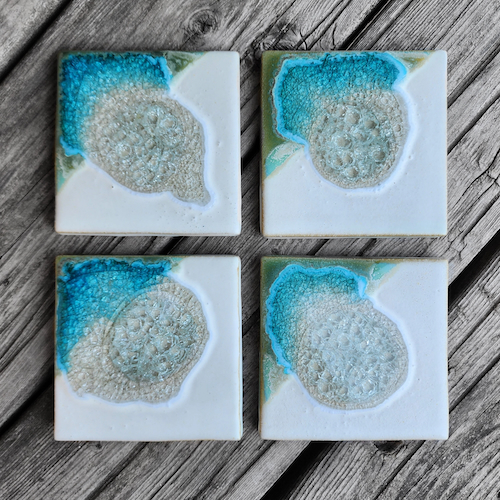 Click to view detail for KB-663 Coasters Set of 4 White Pearl $45